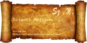 Szigeti Meliton névjegykártya